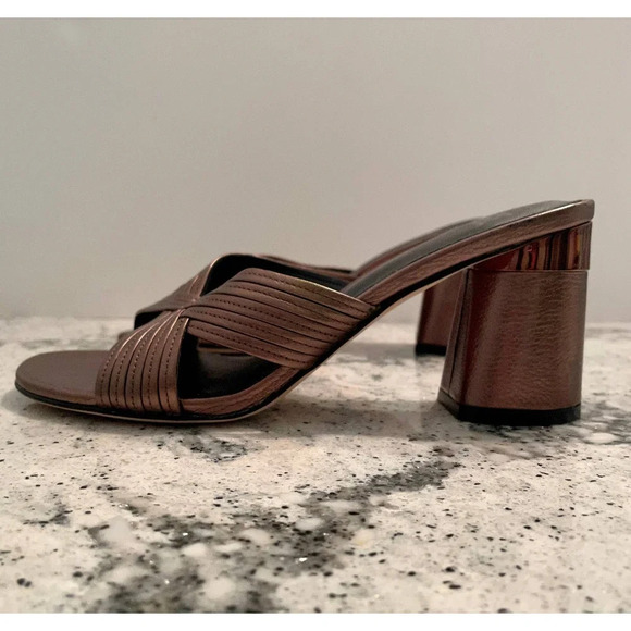 Paige Jone Bronze High Heel Slide Sandals Size 7.5 - Picture 3 of 8